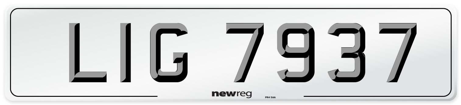 LIG 7937 Number Plate from New Reg